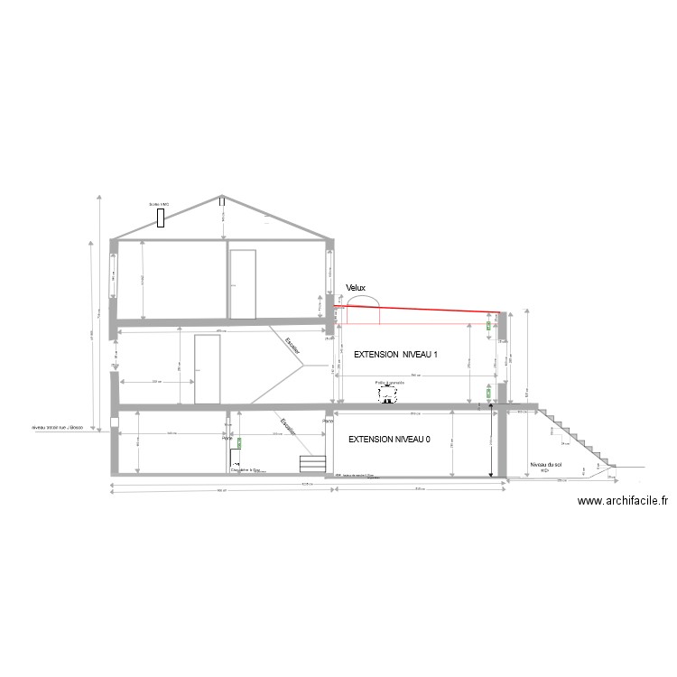 coupe bis1. Plan de 3 pièces et 27 m2