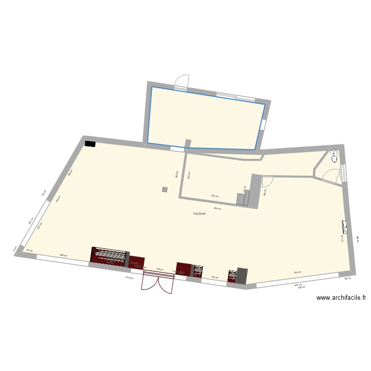 COMMERCE COTES. Plan de 1 pièce et 113 m2