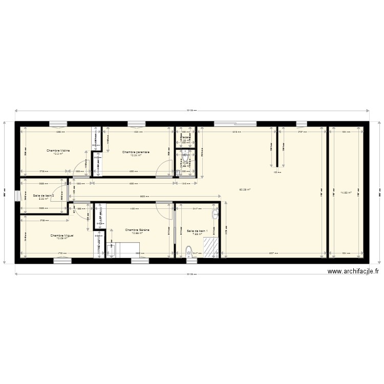 Maison rectangulaire 1. Plan de 0 pièce et 0 m2