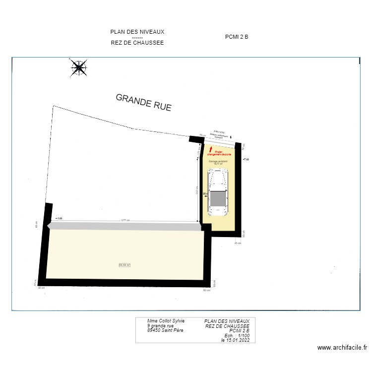 PCMI2B. Plan de 2 pièces et 76 m2