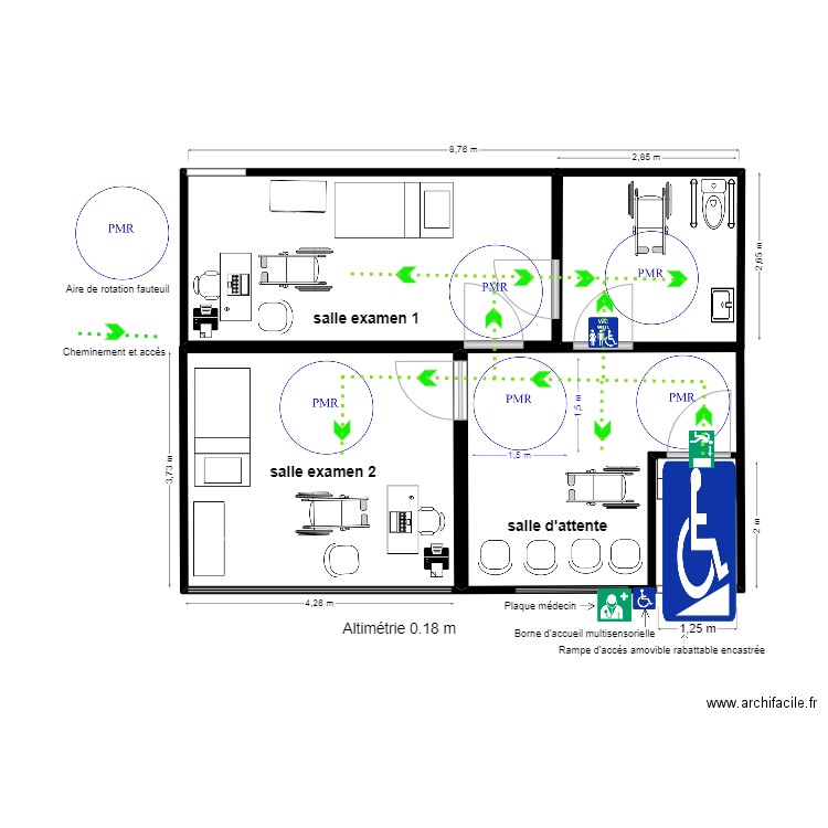 plan 61n. Plan de 4 pièces et 55 m2