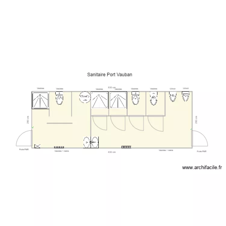Sanitaire port Vauban. Plan de 