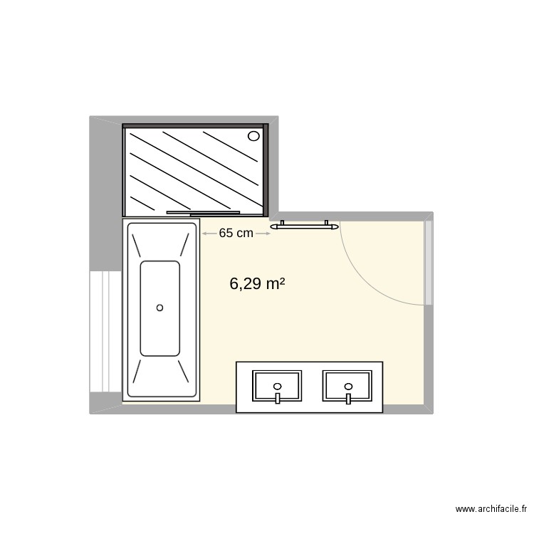 sdb CetS rdc 2. Plan de 1 pièce et 6 m2