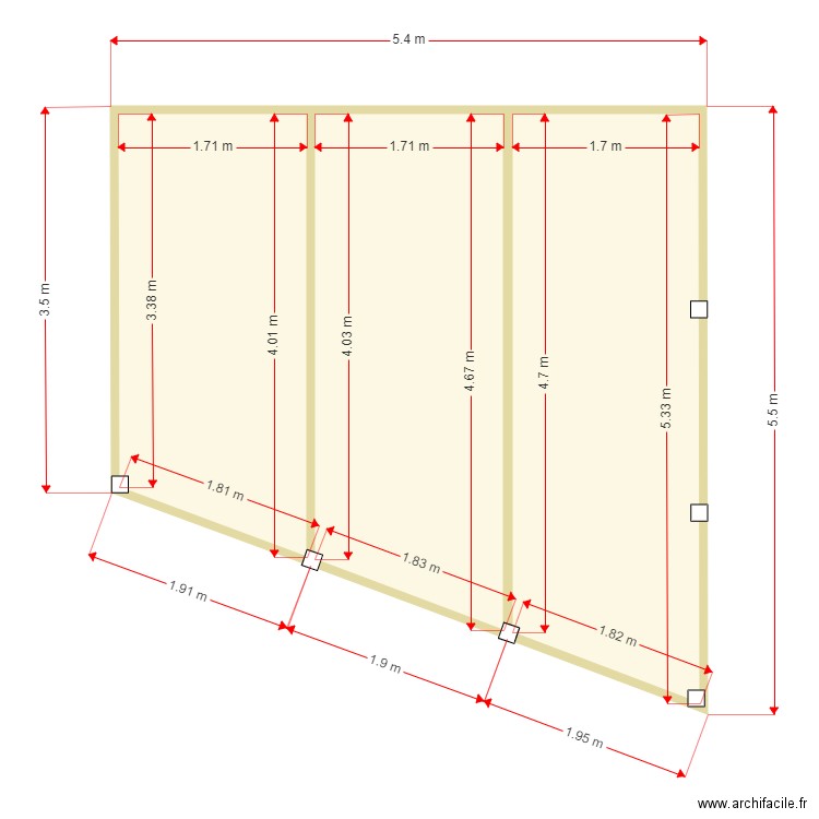 appenti Jêrome. Plan de 3 pièces et 22 m2