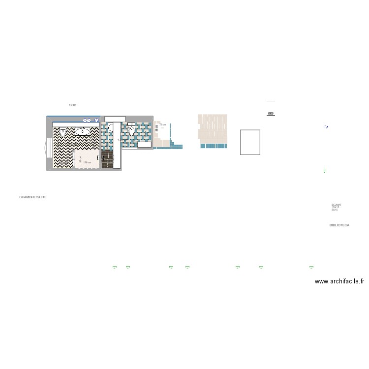 SOLS SALLE DE BAINS. Plan de 2 pièces et 10 m2