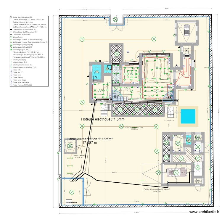 plan electricte  207. Plan de 21 pièces et 363 m2