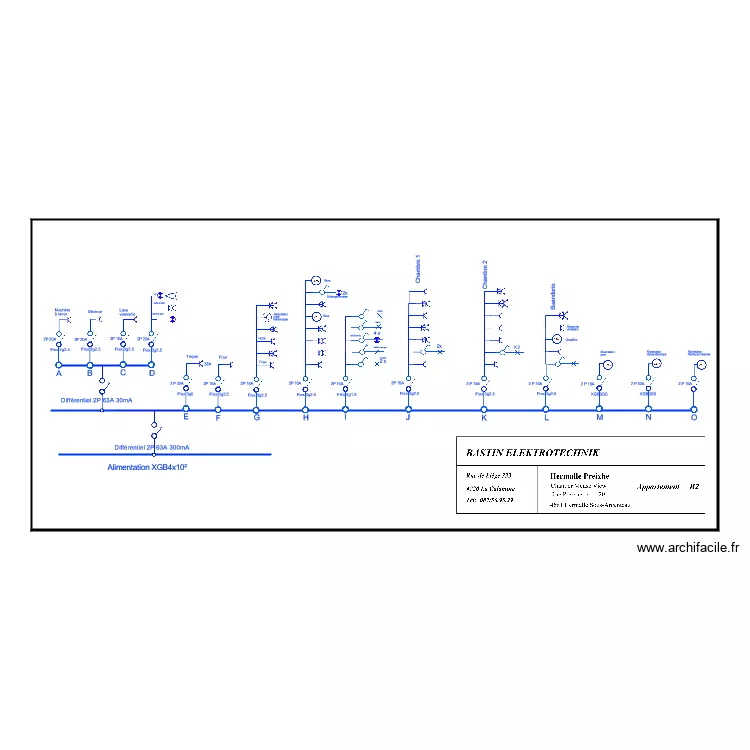 Appartement B2 Schema unifila. Plan de 