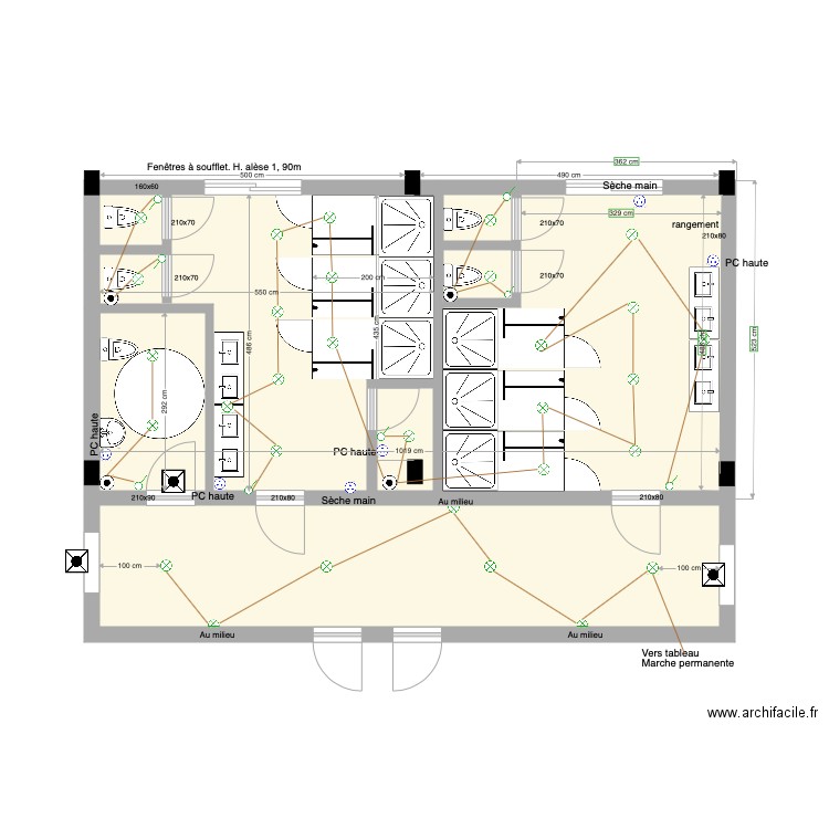 Douches communes version 2 . Plan de 0 pièce et 0 m2