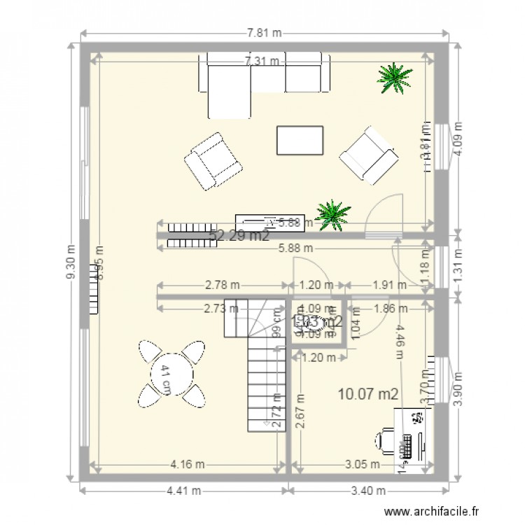 rdc bis escalier coté cuisine. Plan de 0 pièce et 0 m2