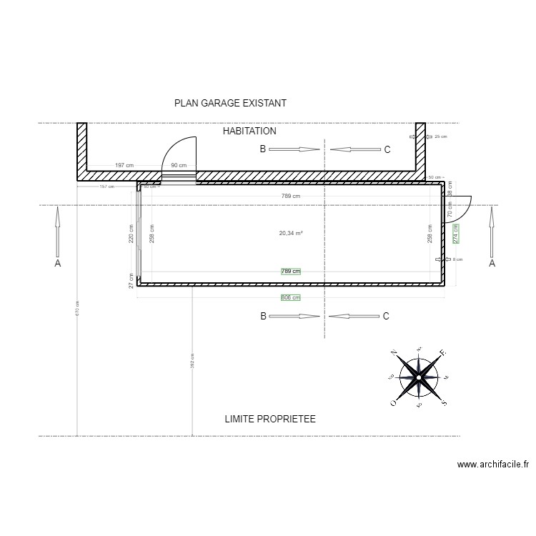Plan garage / Existant  . Plan de 0 pièce et 0 m2