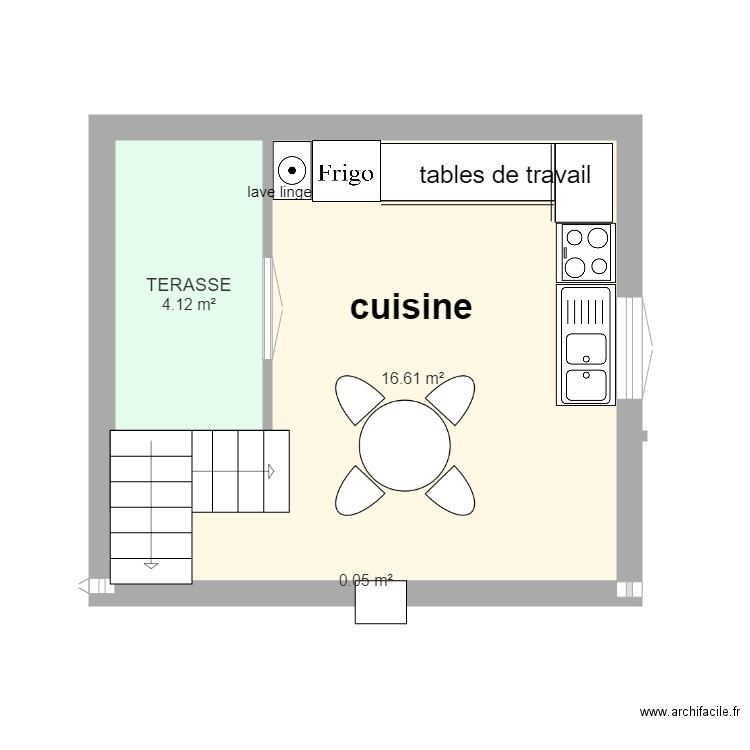 CUISINE en angle sous fenêtre table ronde. Plan de 0 pièce et 0 m2