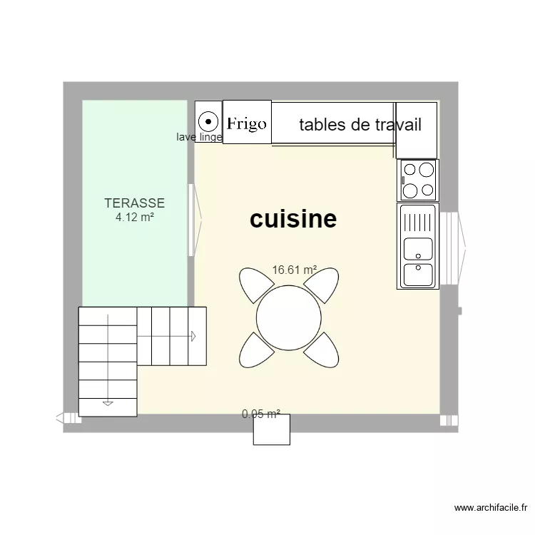 CUISINE en angle sous fenêtre table ronde. Plan de CUISINE en angle sous fenêtre table ronde. Plan de