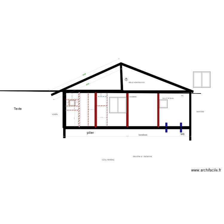 COTE NORD ET SUD. Plan de 12 pièces et 17 m2