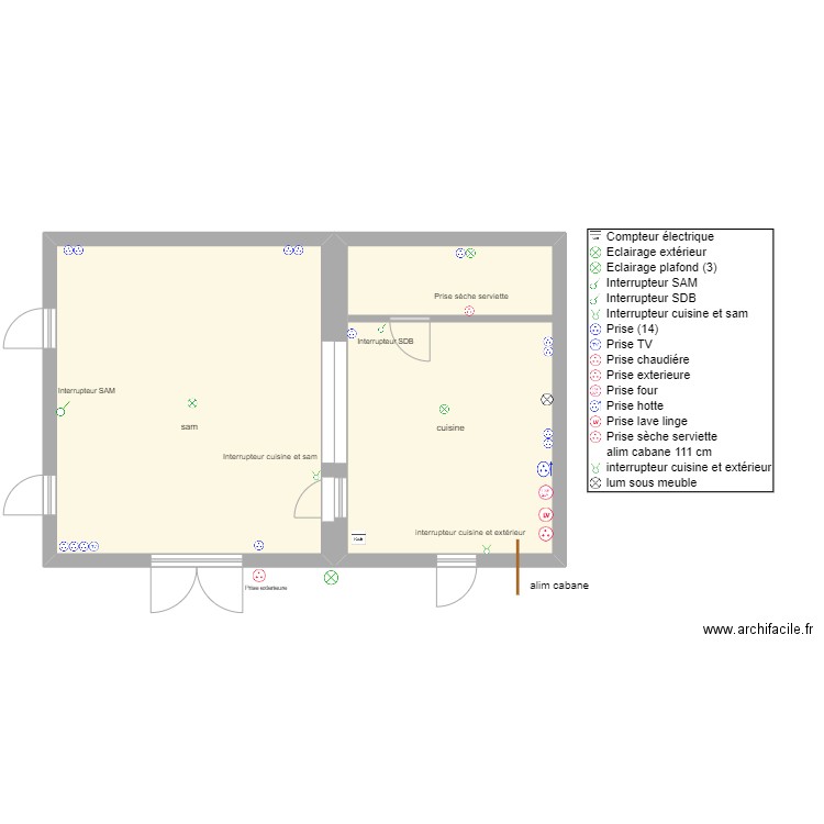 bourban ok. Plan de 2 pièces et 59 m2