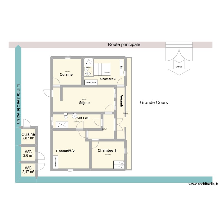 Lekouet. Plan de 12 pièces et 104 m2