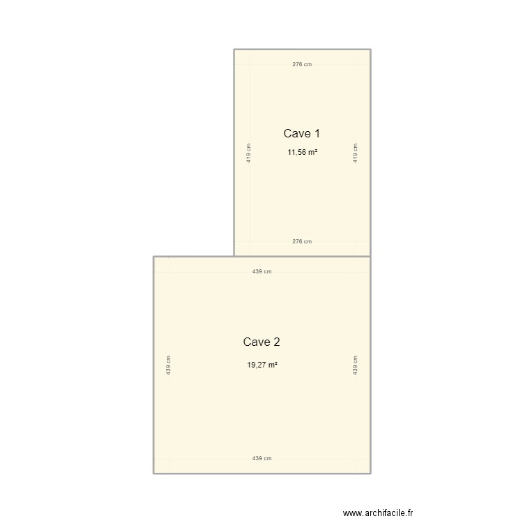 Sous sol Cambron. Plan de 2 pièces et 31 m2