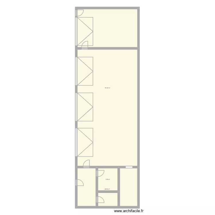 garage. Plan de 3 pièces et 185 m²