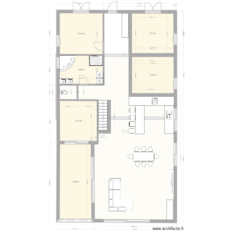 Maison v12. Plan de 7 pièces et 188 m2