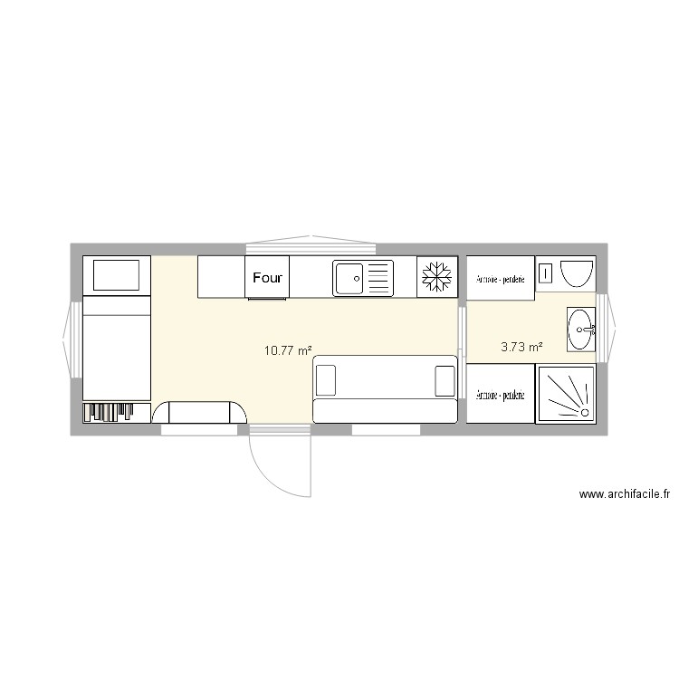 Tiny House plain pied. Plan de 0 pièce et 0 m2