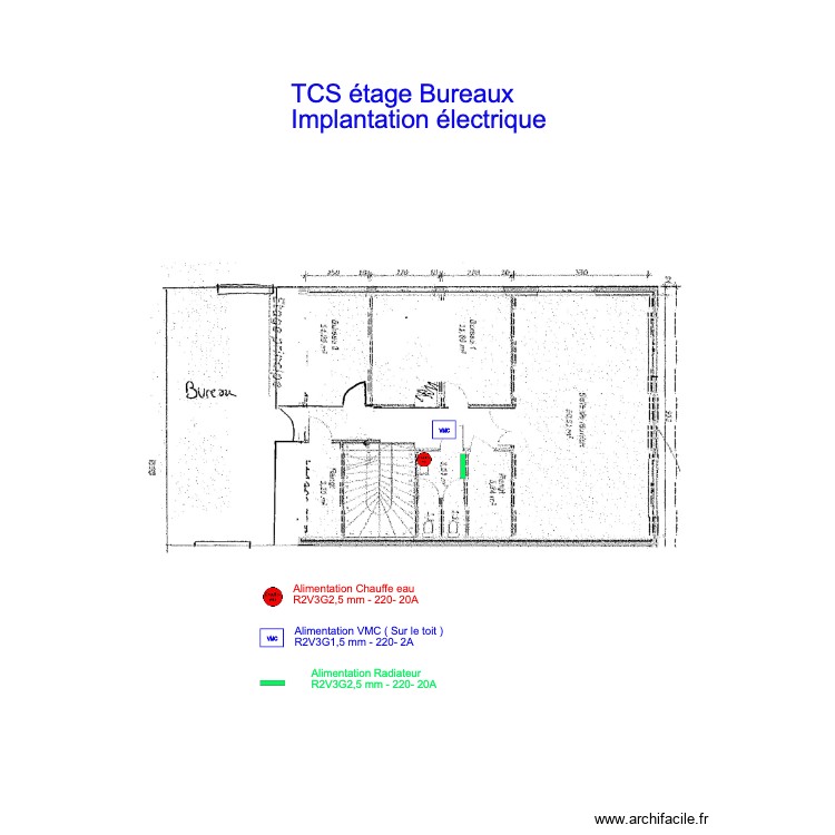 TCS &eacute;tage Bureaux Implantation &eacute;lectrique. Plan de 0 pièce et 0 m2