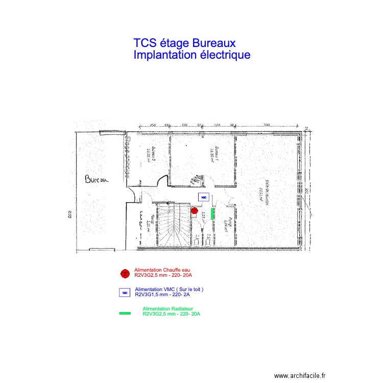 TCS étage Bureaux Implantation électrique. Plan de 0 pièce et 0 m2