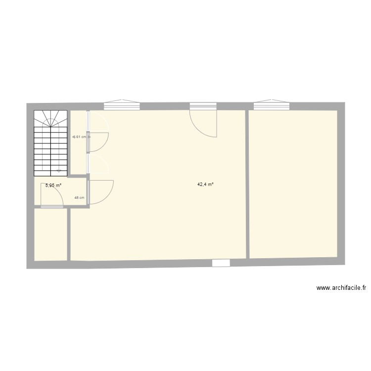 vielle maison plan initial2. Plan de 2 pièces et 48 m2