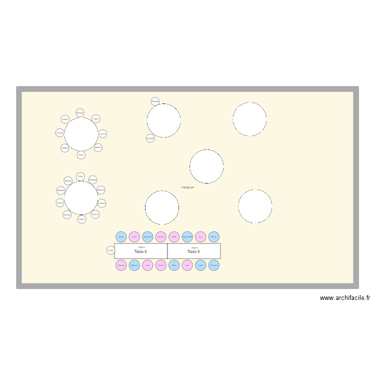 plan de table mariage. Plan de 1 pièce et 179 m2