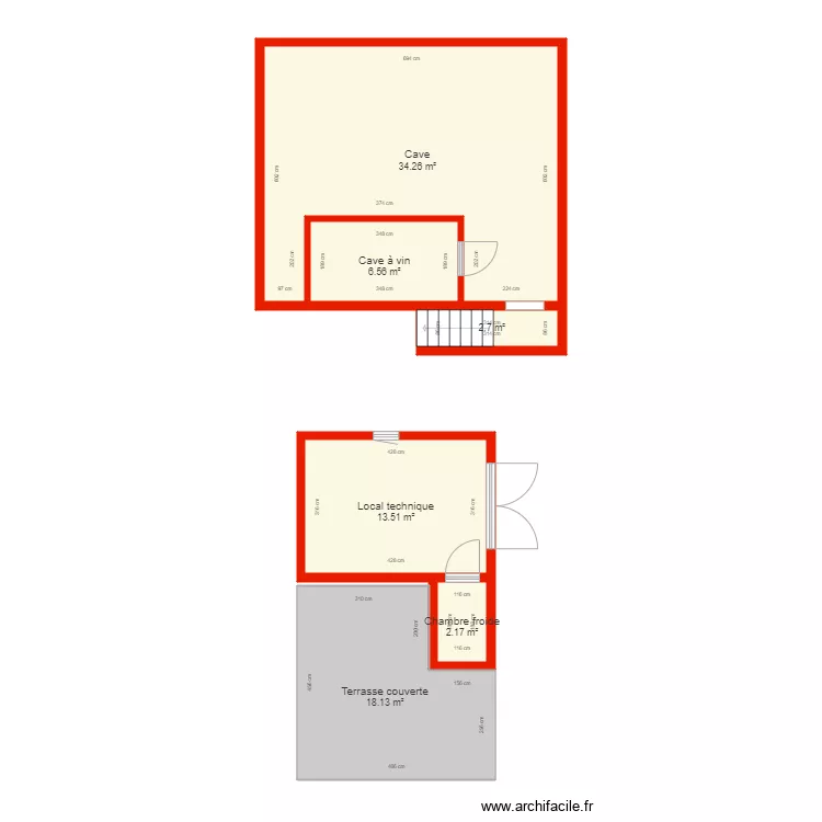 BI 4038 Annexe cave et local technique c&ocirc;t&eacute;. Plan de 