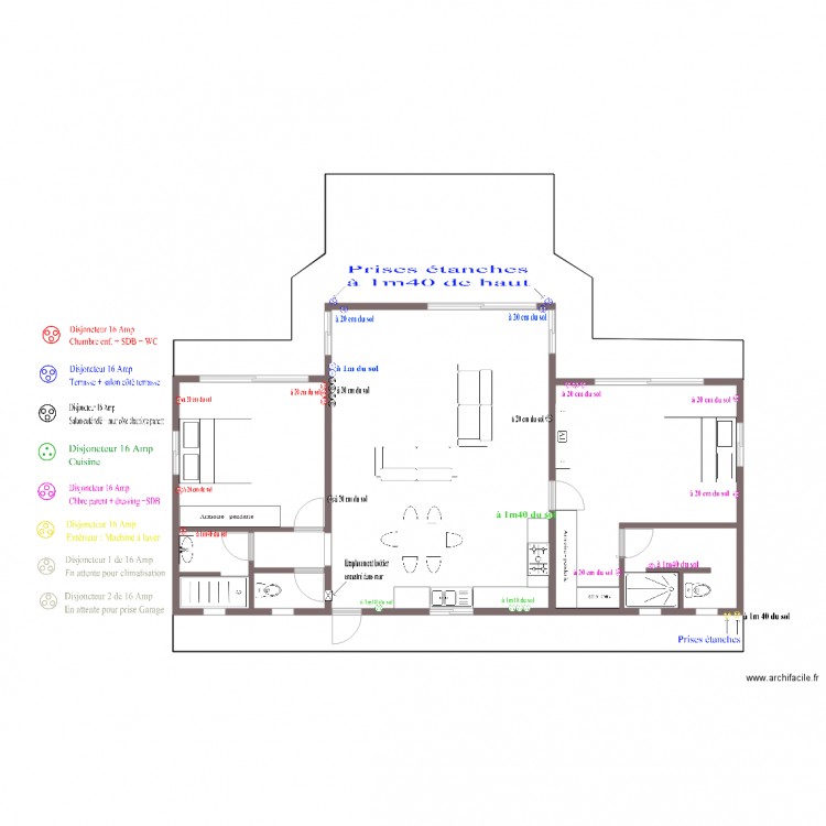 Plan Installation Prises BIS. Plan de 0 pièce et 0 m2