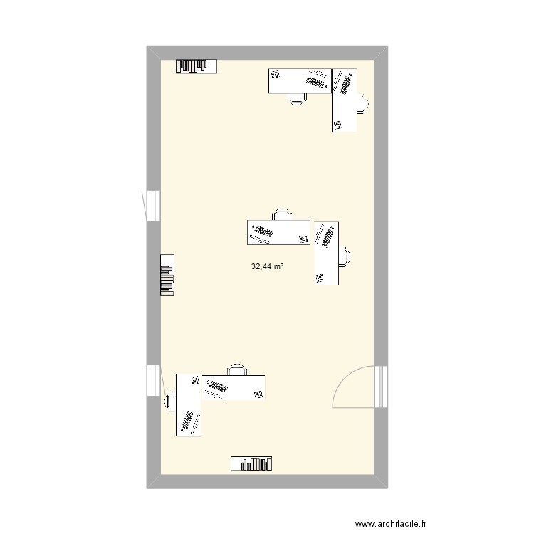 bureau 3 personnes RDC (ancienne cuisine et co-work). Plan de 0 pièce et 0 m2