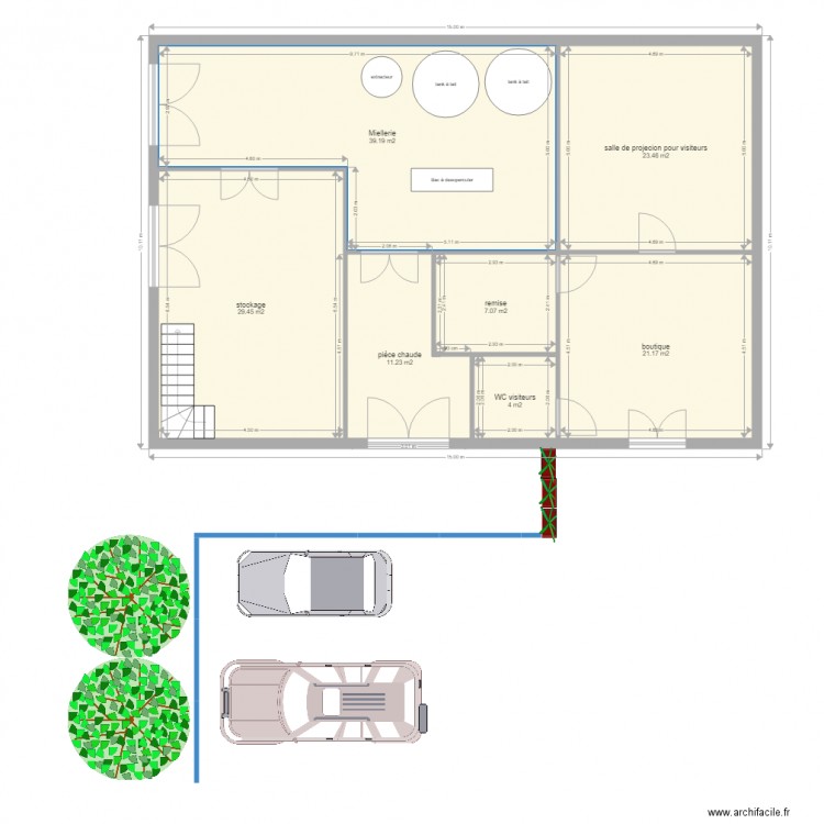 bâtiment agricole 2  Plan 7 pièces 136 m2 dessiné par aurelie25250