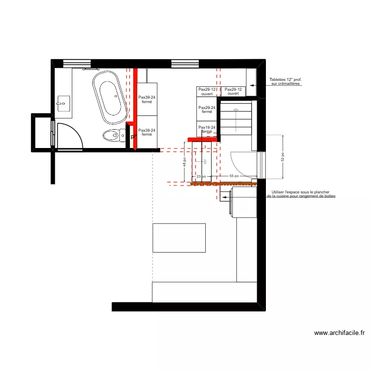 Croteau Cuisine. Plan de 2  et 1 m²