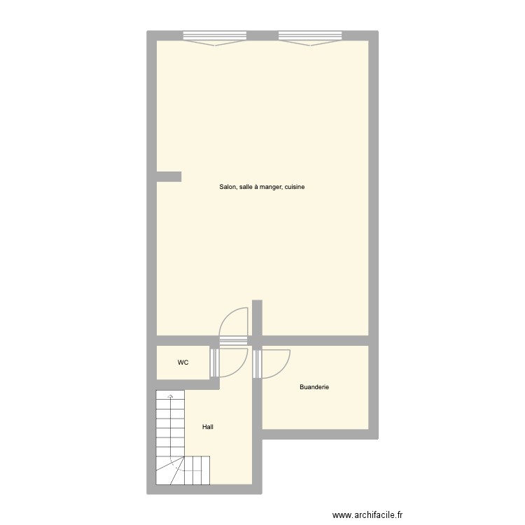 Boubou. Plan de 4 pièces et 66 m2