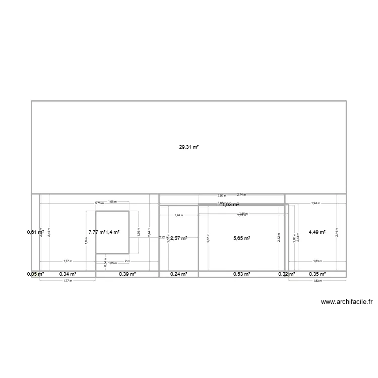 maison face. Plan de 15  et 55 m²