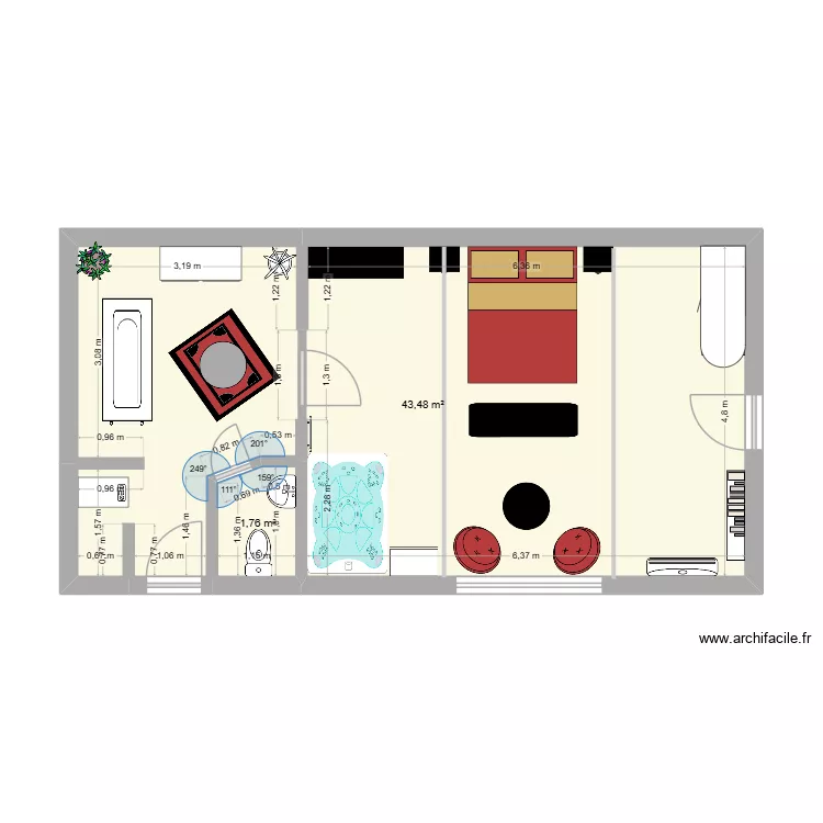 parenthese. Plan de 2 et 45 m² parenthese. Plan de 2 et 45 m²