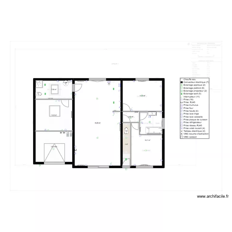 locatif rdc. Plan de 8  et 118 m²