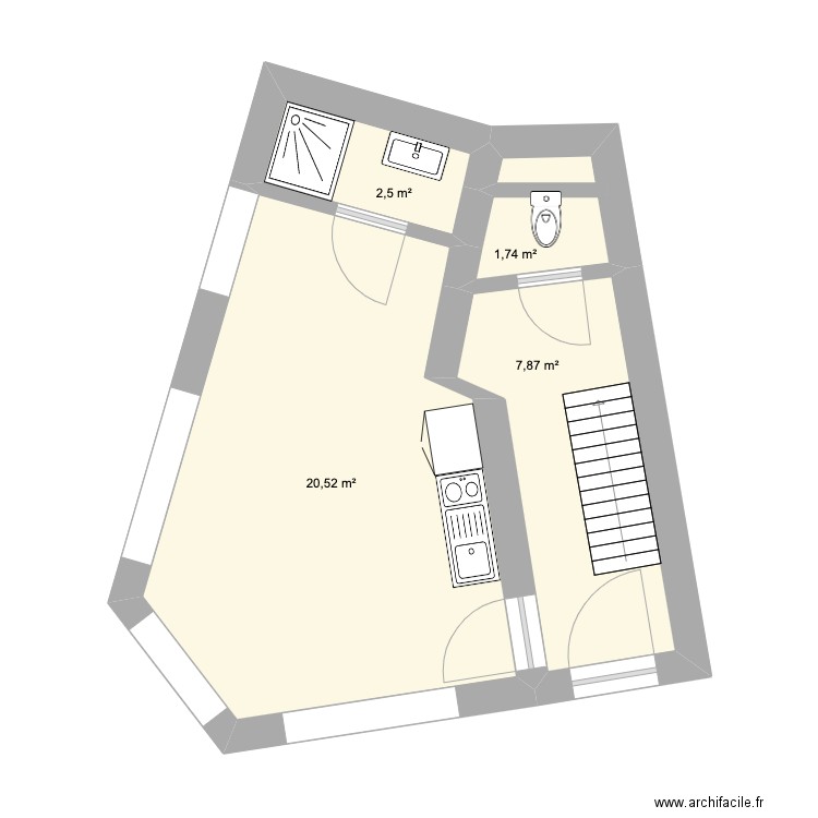 Chaussée de boondael. Plan de 4 pièces et 33 m2