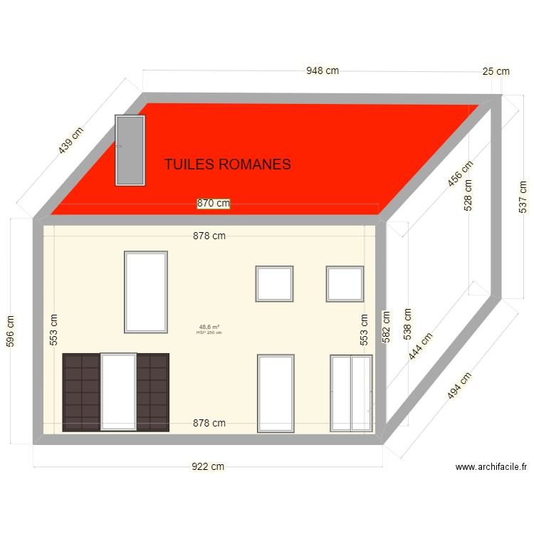 PLAN FACADE 1. Plan de 2 pièces et 75 m2