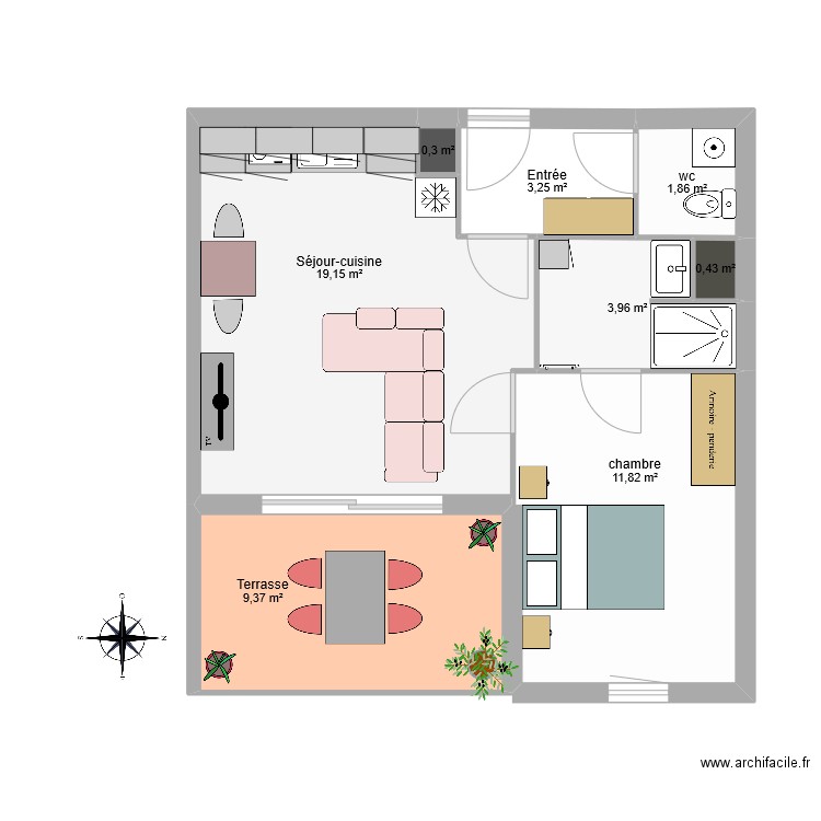 VAISSELET. Plan de 8 pièces et 50 m2