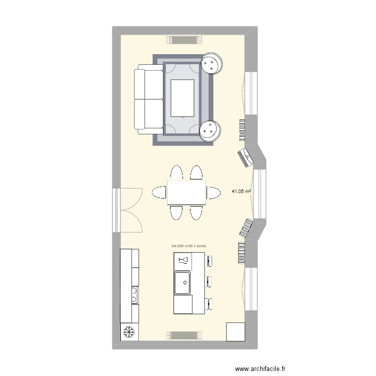 Régis Séjour V4 CUISINE. Plan de 1 pièce et 41 m2