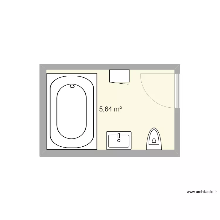 salle de bain &eacute;tage visiteur. Plan de 