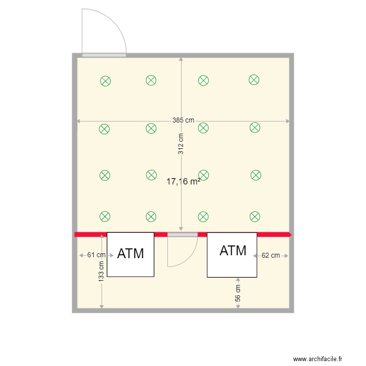 RUWAIS ATM. Plan de 1 pièce et 17 m2