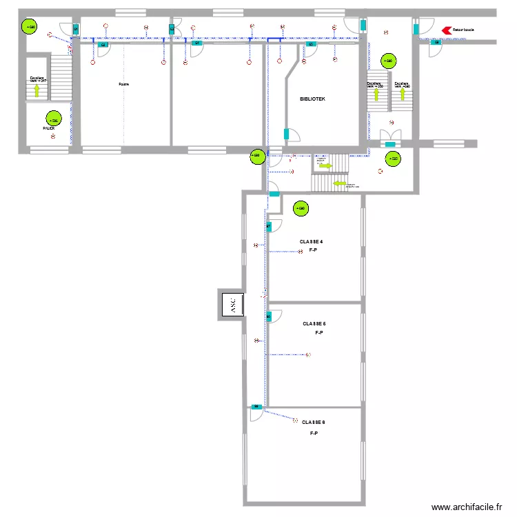 Ecole de La Calamine B&acirc;riment C plus 690 incendie. Plan de 