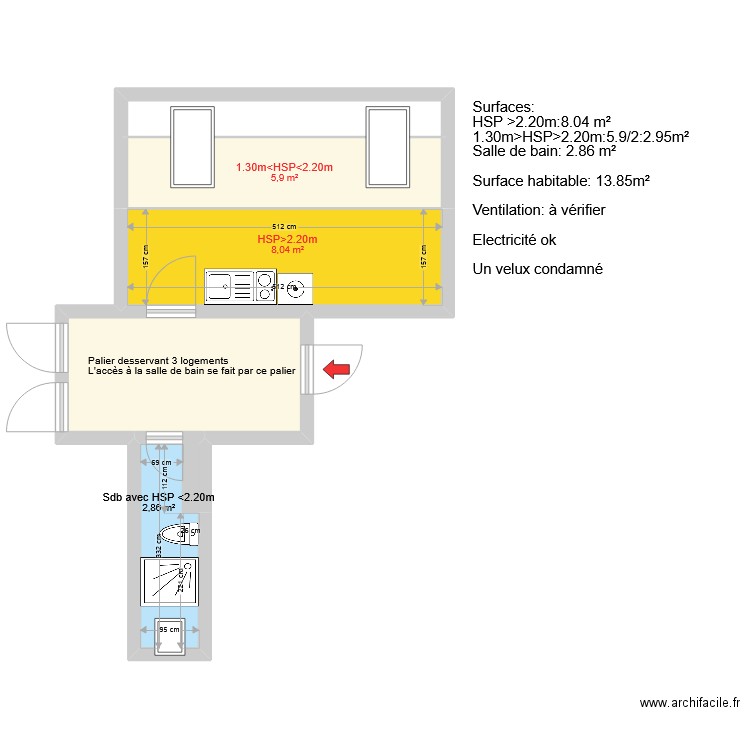 19  L Ouchette . Plan de 6 pièces et 27 m2