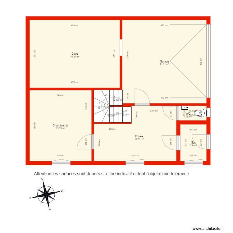 BI 4974 rdc côté. Plan de 0 pièce et 0 m2