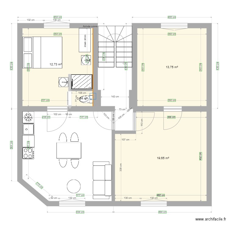 Antoine plan 3 Abbaye 32 CarréPortes. Plan de 4 pièces et 47 m2
