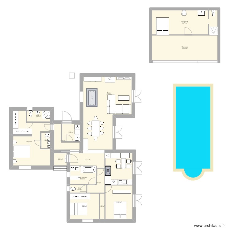 maison ramatuelle y - Plan 17 pièces 159 m2 dessiné par Mayder37