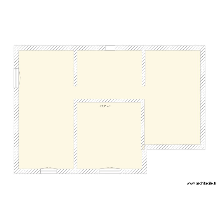 pavillon 1 rdc. Plan de 1 pièce et 73 m2