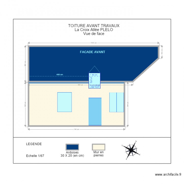 FACADE AVANT  AVANT TRAVAUX. Plan de 0 pièce et 0 m2