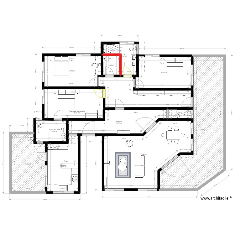 VERSION 3. Plan de 13 pièces et 209 m2